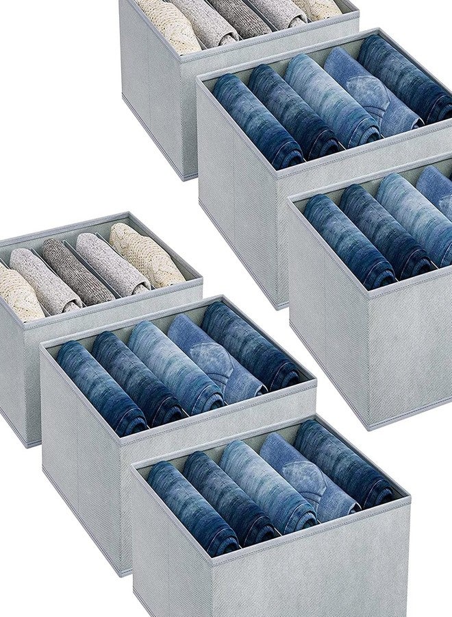 TEKCOOL منظم خزانة ملابس TEKCOOL مكون من 6 قطع، صندوق تخزين لتنظيم الملابس، منظم خزانة للملابس، منظم أدراج للقمصان والسراويل والتيشيرتات والجينز، اللون رمادي - Image 1